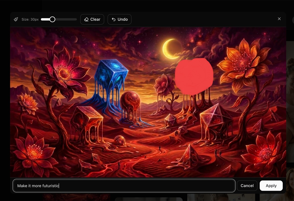 AI image editor with mask painter — edit AI-generated images in Writingmate