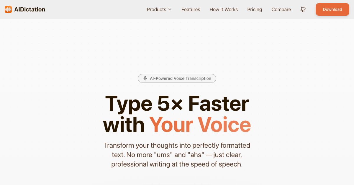 Comparison of dictation apps for Mac including AI Dictation, Wispr Flow, and SuperWhisper